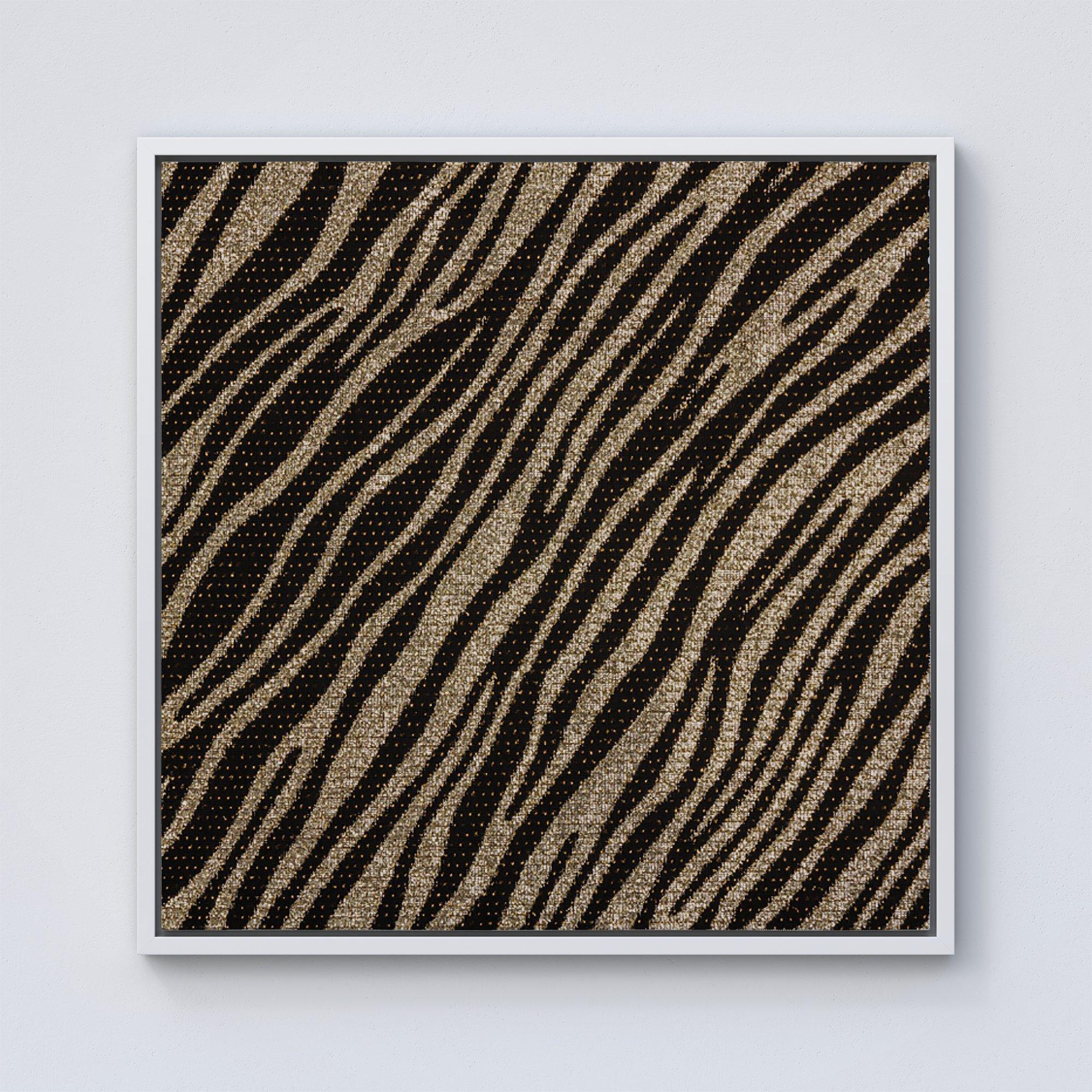 Golden Zebra Print Framed Canvas